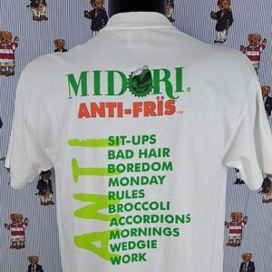 Vintage 90s Fris Vodka Iggy Iguana Anti back graphic LG white & green t-shirt